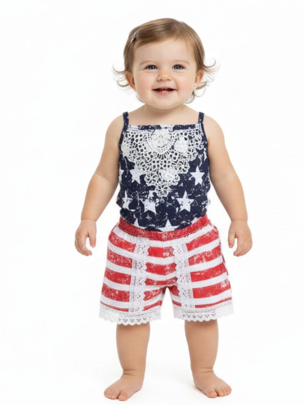 USA Flag Romper: Patriotic Girls Jumpsuit